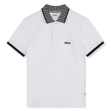 BOSS playera polo para niño y adolescente blanca
